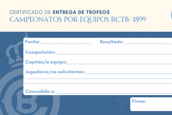 Certificado de entrega de trofeos