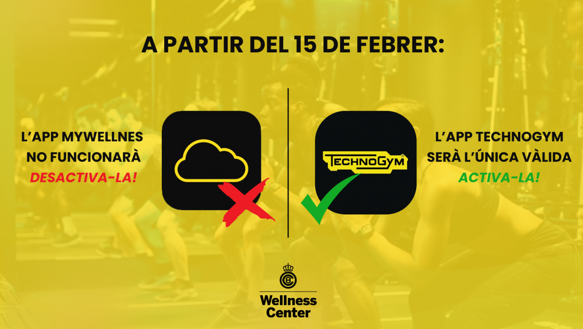 Instala't la nova APP de Technogym per tal de poder reservar hora a la teva classe d'Activitats Dirigides.