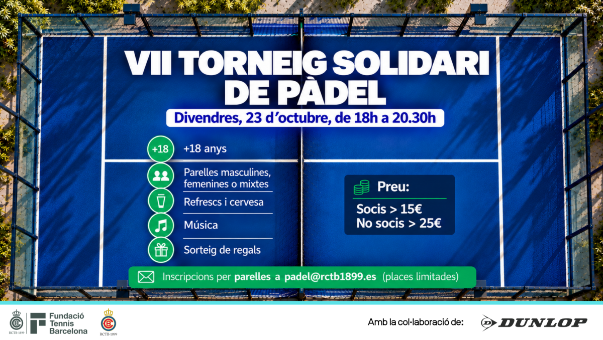 Participa al VII Torneig solidari de pàdel del proper divendres 23 d'octubre