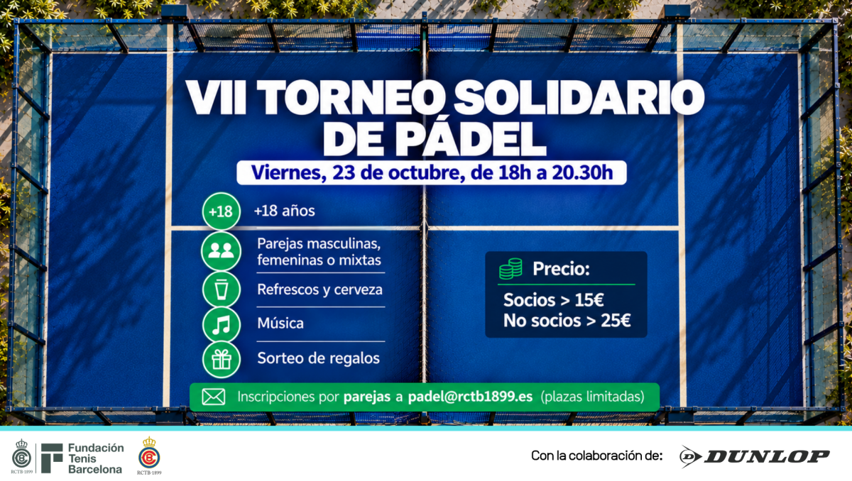 Participa en el VII Torneo solidario de pádel que tendrá lugar la tarde del viernes 23 de octubre (18h a 20.30h)