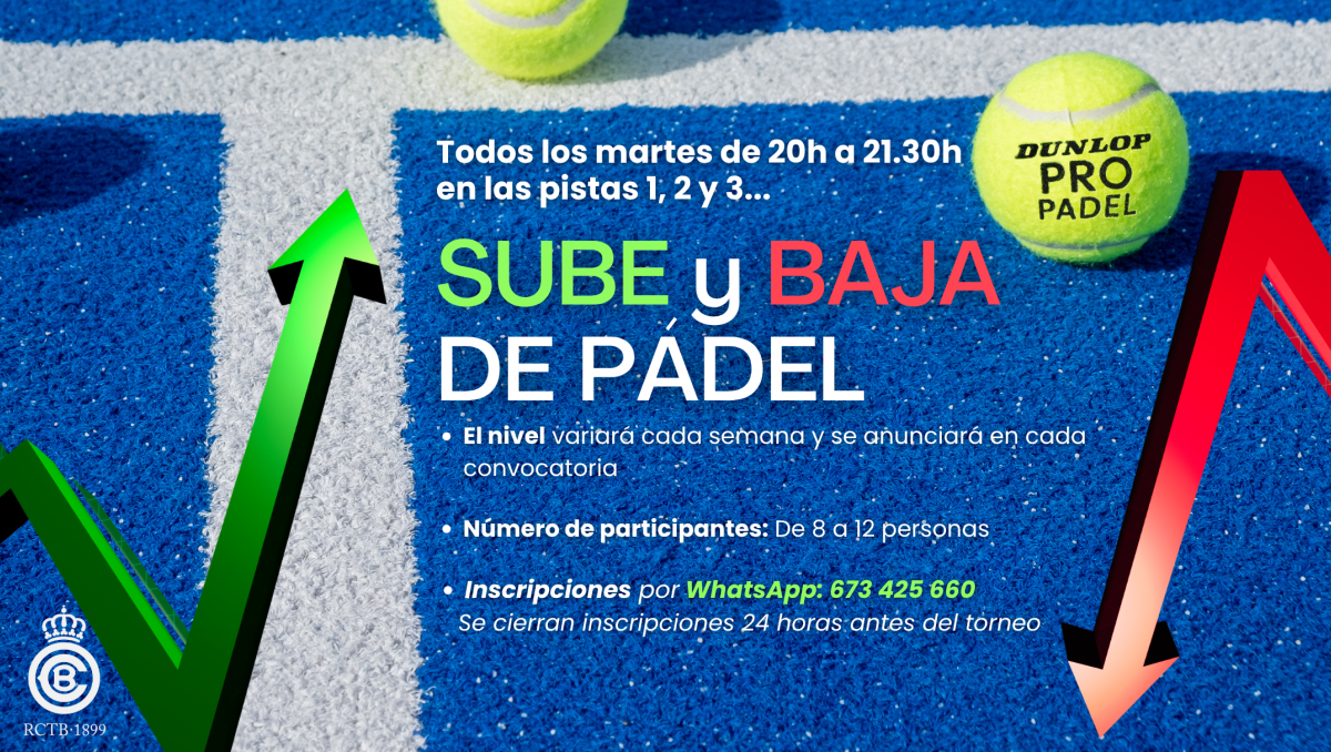 Todos los martes: "Sube y baja de Pádel". Participa en este nuevo formato que se disputará cada semana en distintos niveles