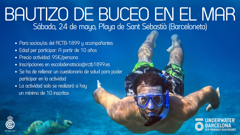 Bautizo de buceo en el mar (Barceloneta)