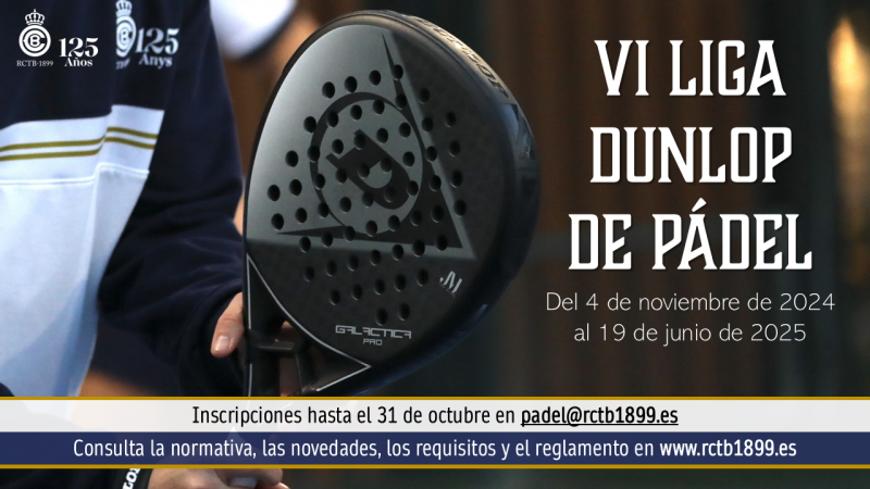 Inscríbete para disputar la VI Liga Dunlop de Pádel