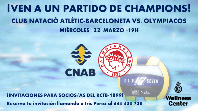 Consigue una invitación para el partido de Champions entre el Club Natació Atlètic-Barceloneta y el Olympiacos
