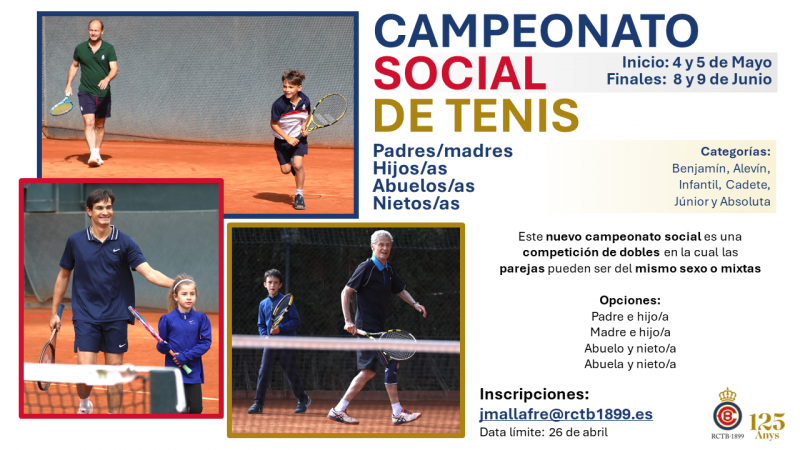 Campeonato Social de Tenis Padres/Madres, Hijos/as, Abuelos/as, Nietos/as